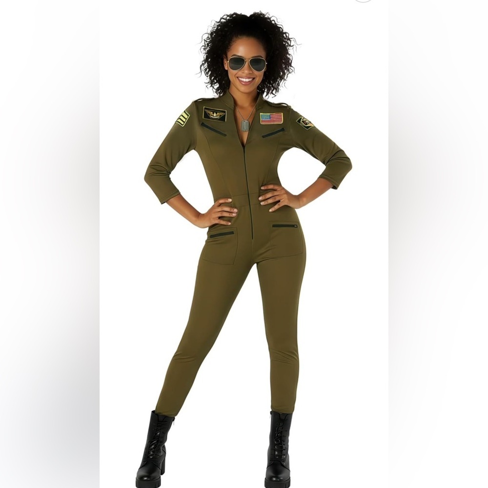 Women's Olive Flight-Inspired Jumpsuit